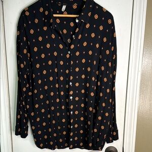 FP Intimately Button Down Long Shirt with Notched Collar Size Medium